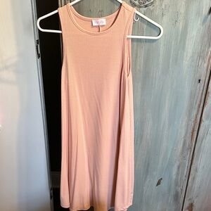 Pink Lily Blush Ribbed Sleeveless Swing Dress